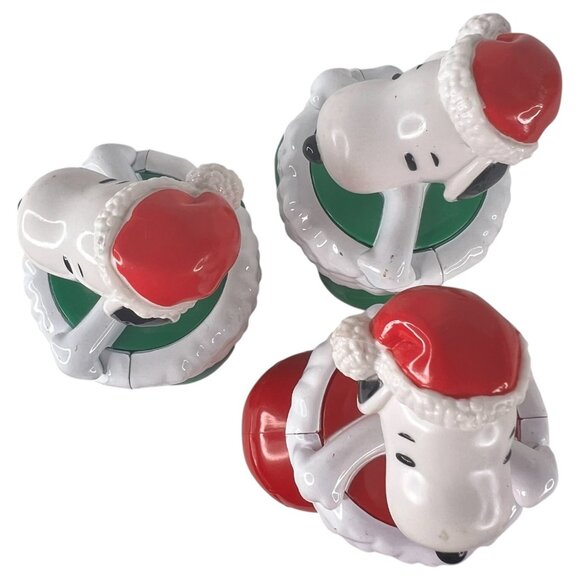 3 Whitmans Peanuts Snoopy Christmas Stocking Figurines Candy Holders Red Green - Picture 10 of 13